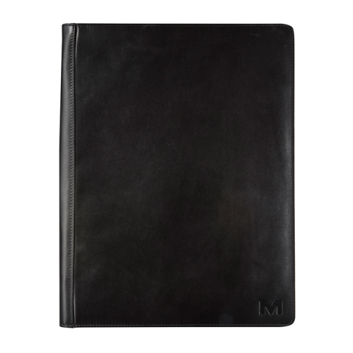 Schrijfmap Maverick All Black A4 met rits inclusief schrijfblok leer zwart
