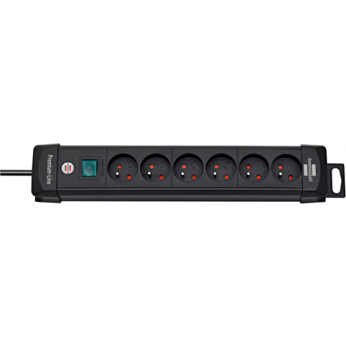 Stekkerdoos Brennenstuhl Premium 6-voudig 3m zwart kabel H05VV-F 3G1,5 FR/BE