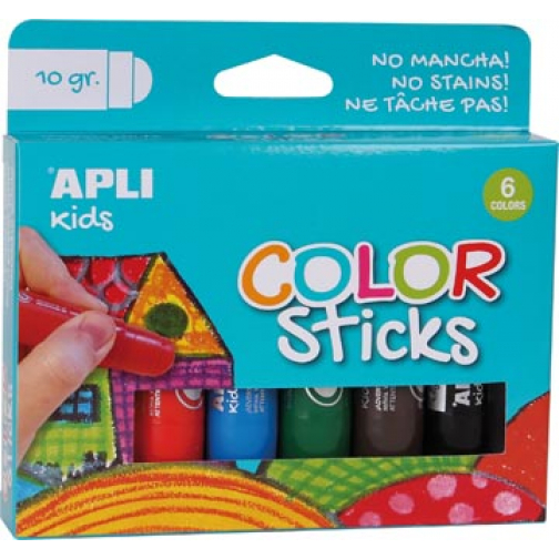 Apli Kids plakkaatverf Color sticks, blister met 6 stuks
