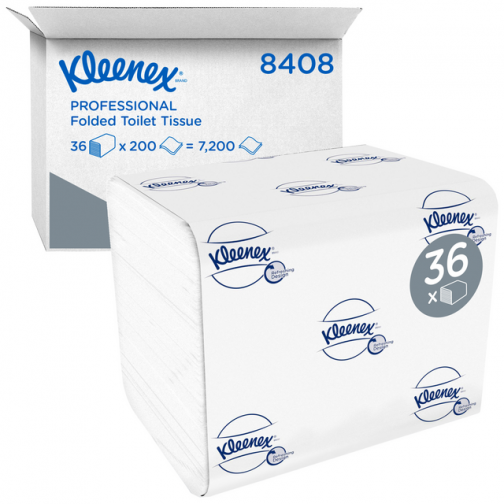 Toiletpapier KC Kleenex gevouwen tissues 2 laags wit 36x200st 8408