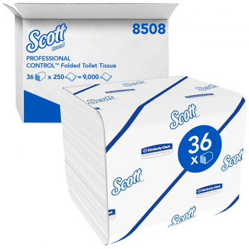 Toiletpapier KC Scott gevouwen tissue 2-laags wit 36x250st 8508