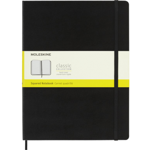 Notitieboek Moleskine XL 190x250mm ruit 5x5 hard cover zwart