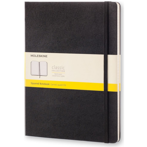 Notitieboek Moleskine XL 190x250mm ruit 5x5 hard cover zwart