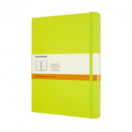 Notitieboek Moleskine XL 190x250mm lijn hard cover lemon green