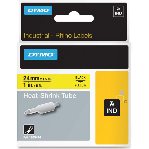 Dymo RHINO krimpkous 24 x 1,5 mm, zwart op geel