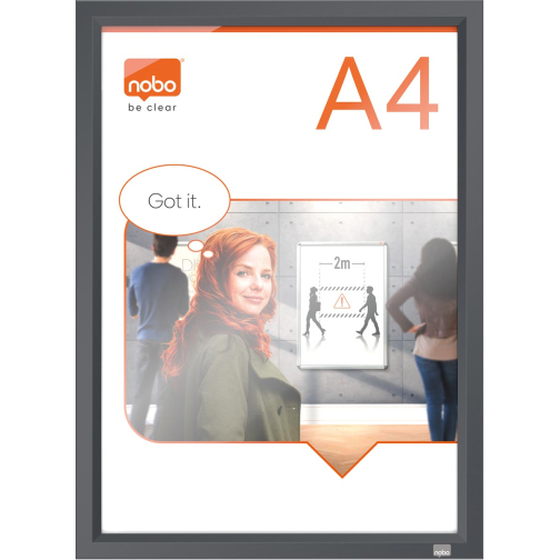 Nobo Impression clicklijst, ft A4, met grijs frame