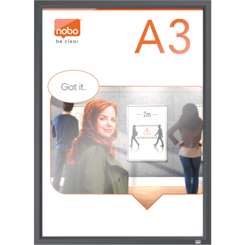 Nobo Impression clicklijst, ft A3, met grijs frame