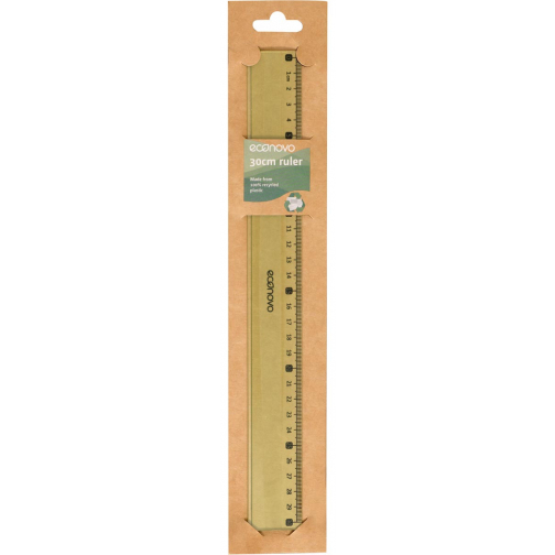 Econovo meetlat, uit gerecycleerd plastic, 30 cm, groen, blister 1 stuk