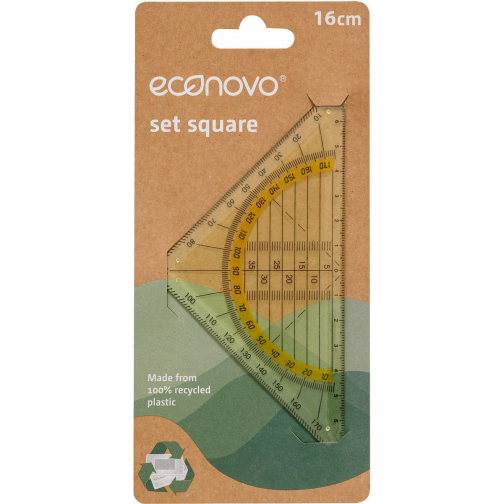 Econovo geodriehoek, plastic, 16 cm