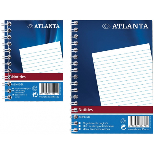 Atlanta by Jalema notitieboekje ft A7, gelijnd, blauw
