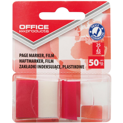 Office Products index, 25 x 43 mm, blister van 50 tabs, rood