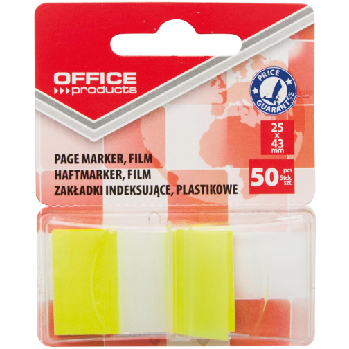 Office Products index, 25 x 43 mm, blister van 50 tabs, geel