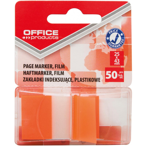 Office Products index, 25 x 43 mm, blister van 50 tabs, oranje
