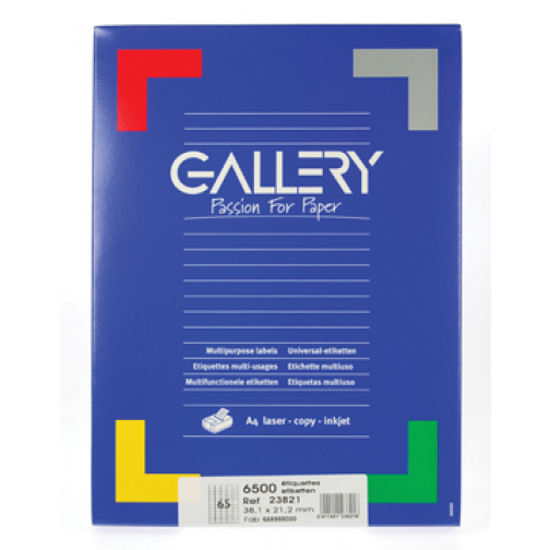 Gallery witte etiketten ft 38,1 x 21,2 mm (b x h), ronde hoeken, doos van 6.500 etiketten