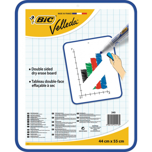Bic Velleda whiteboard, ft 44 x 55 cm, droog uitwisbaar, dubbelzijdig en onbedrukt aan beide kanten
