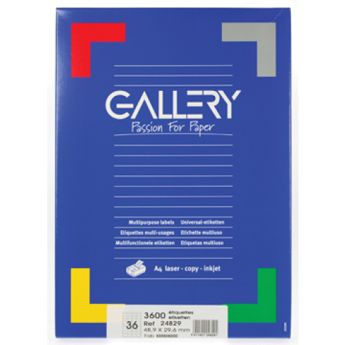 Gallery witte etiketten ft 48,9 x 29,6 mm (b x h), rechte hoeken, doos van 3.600 etiketten