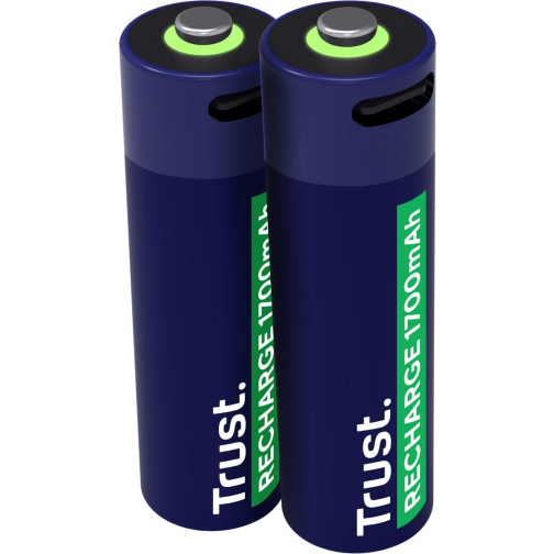 Trust USB-C herlaadbare batterijen AA, blister van 2 stuks