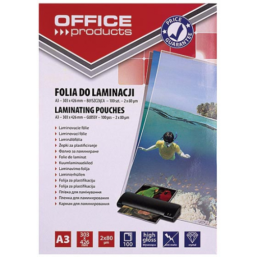 OFFICE products lamineerhoes ft A3, 160 micron (2 x 80 micron), pak van 100 stuks