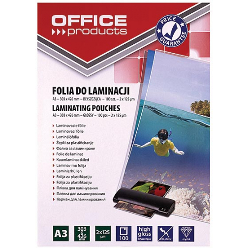 OFFICE products lamineerhoes ft A3, 250 micron (2 x 125 micron), pak van 100 stuks