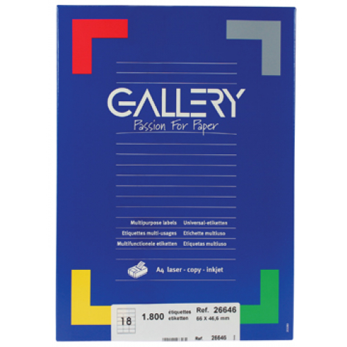 Gallery witte etiketten ft 66 x 46,6 mm (b x h), ronde hoeken, doos van 1.800 etiketten