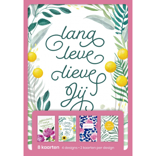 hallmark wenskaarten, lang leve lieve jij, blister van 8 stuks