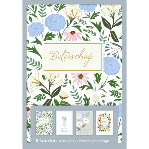 hallmark wenskaarten, beterschap, blister van 8 stuks