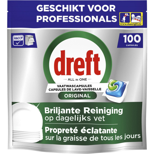 Dreft Pro Original vaatwastabletten, Regular, pak van 100 capsules