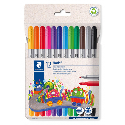 Staedtler viltstift Noris Club, geassorteerde kleuren, etui van 12 stuks