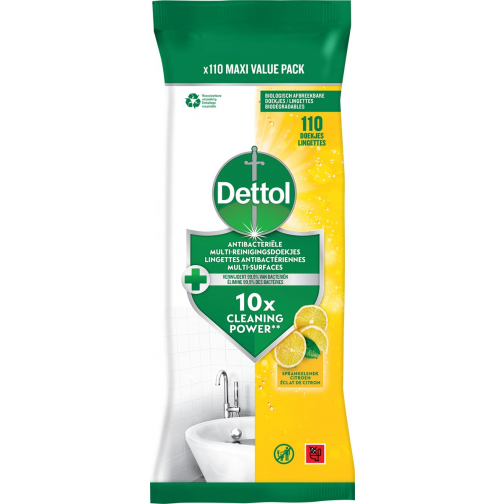 Dettol reiningsdoekjes antibacterieel, citroen, pak van 110 stuks