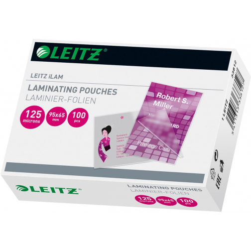 Leitz Eva lamineerhoes ft 65 x 95 mm, 250 micron (2 x 125 micron), pak van 100 stuks
