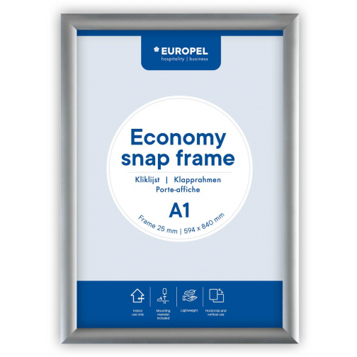 Europel clicklijst Economy, lijst 25 mm, ft A1, zilver