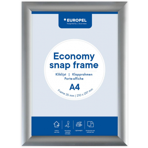 Europel clicklijst Economy, lijst 25 mm, ft A4, zilver