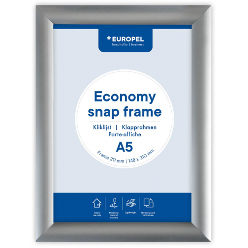 Europel clicklijst Economy, lijst 25 mm, ft A5, zilver