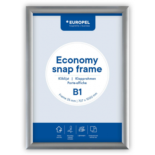 Europel clicklijst Economy, lijst 25 mm, ft B1, zilver
