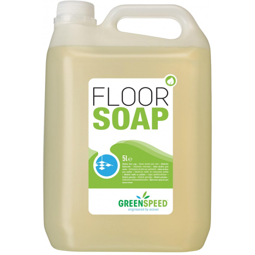 Greenspeed vloerzeep met lijnzaadolie, voor poreuze vloeren, citrusgeur, flacon van 5 liter
