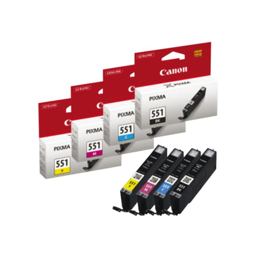 Inktcartridge Canon CLI-551 zwart + 3 kleuren