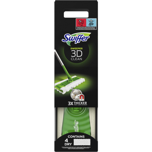 Swiffer vloerreiniger 3D Clean starterkit, met 4 droge en 2 vochtige stofdoekjes
