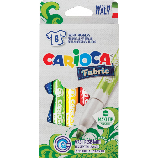 Carcioca textielstift Fabric, doos van 6 stuks in geassorteerde kleuren