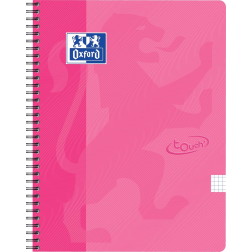 Oxford School Touch spiraalblok, ft A4, 140 bladzijden, geruit 5 mm, roze