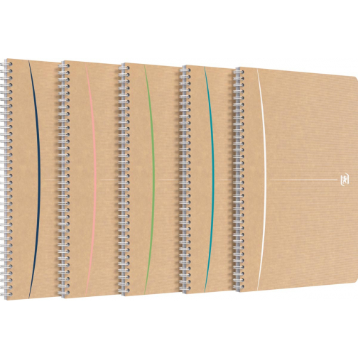 Oxford Touareg spiraalschrift, 180 bladzijden, ft A4, gelijnd, geassorteerde kleuren