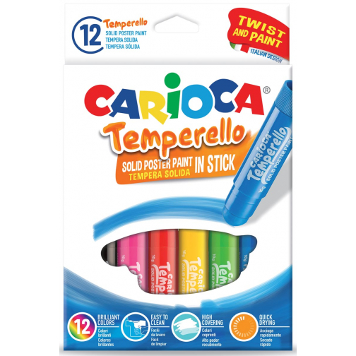 Carioca plakkaatverfstick Temperello, kartonnen etui van 12 stuks
