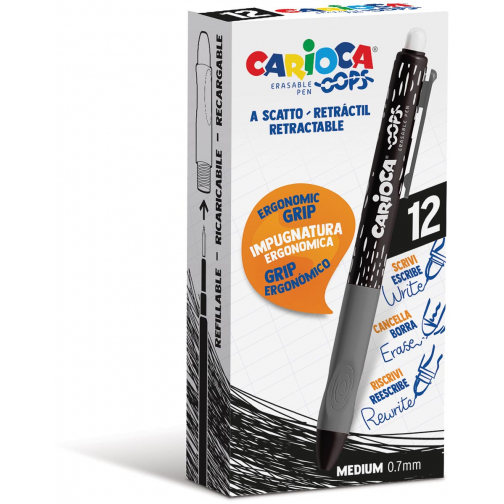 Carioca gelroller Oops, medium, uitwisbaar, doos van 12 stuks, zwart