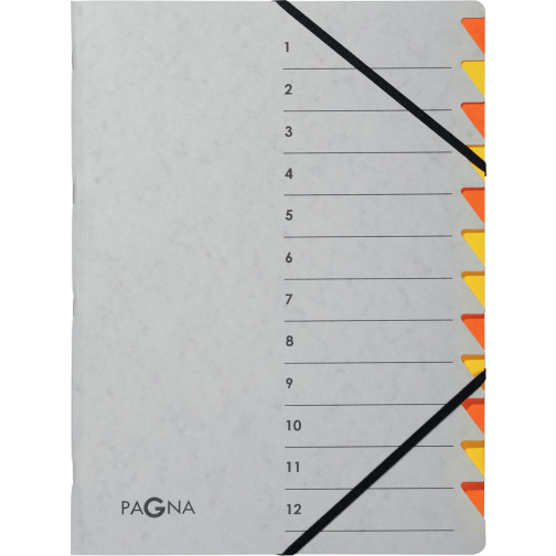 Pagna sorteermap Easy Grey voor ft A4, 12 vakken, oranje