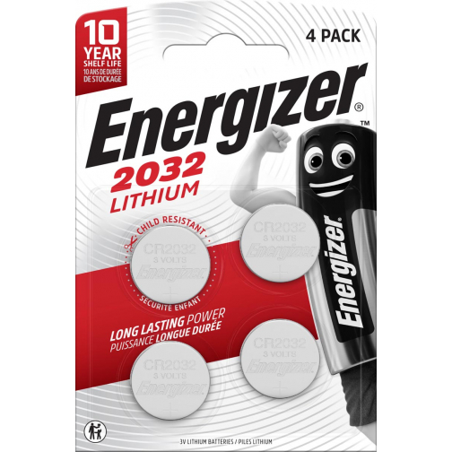 Energizer knoopcellen lithium CR2032, blister van 4 stuks