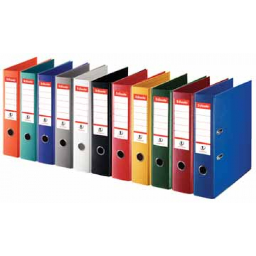 Esselte ordner Power N°1 geassorteerde kleuren: 2 x rood, groen, blauw, wit en zwart, rug van 7,5 cm