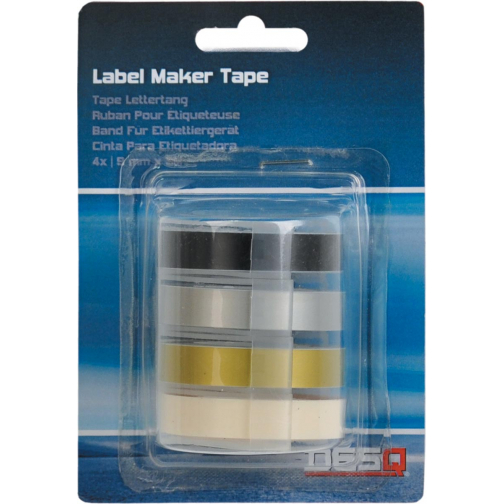 Desq tape voor lettertang 9 mm, traditioneel, blister van 4 kleuren