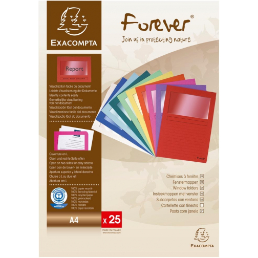 Exacompta L-map Forever, voor ft A4, pak van 25 stuks, geassorteerde kleuren