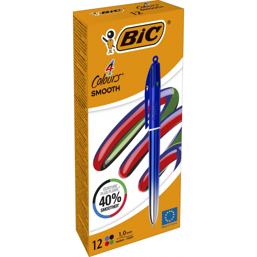 BIC Colours Smooth Gradiant 4-kleurenbalpen, medium, blauw
