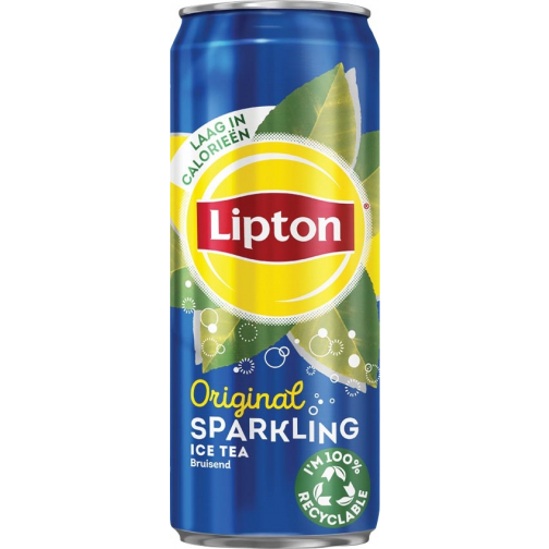 Lipton Ice Tea Sparkling frisdrank, bruisend, sleek blik van 33 cl, pak van 24 stuks