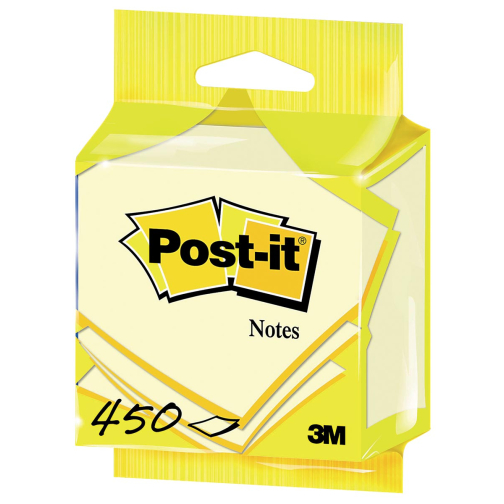 Post-it Notes kubus ft 76 x 76 mm, geel, blok van 450 vel, op blister